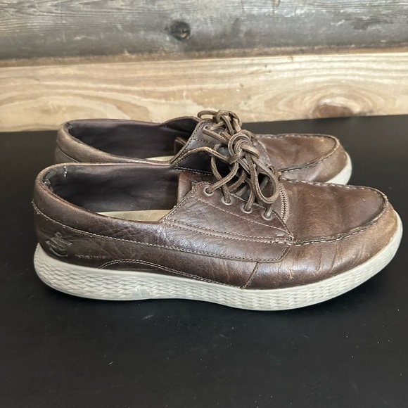 Skechers On the Go Boat Shoe GoGa Max Brown Leather Lace Up Men Size 11 Casual - Picture 4 of 9